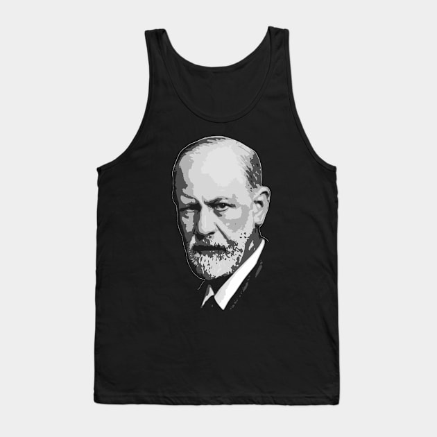 Sigmund Freud Black and White Tank Top by Nerd_art